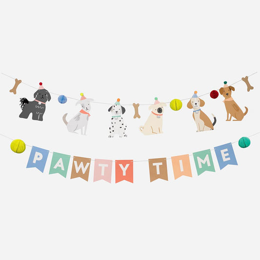 Puppy garland to hang for 1 year birthday decoration