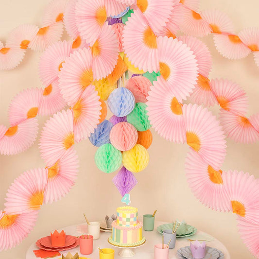 Honeycomb decoration idea for a party in pastel colors