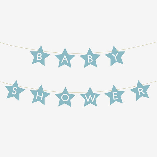 Guirlande en papier étoiles bleu pour decoration baby shower garcon