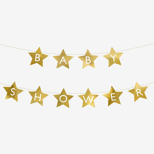 Guirnalda de papel estrella dorada para decoración de baby shower
