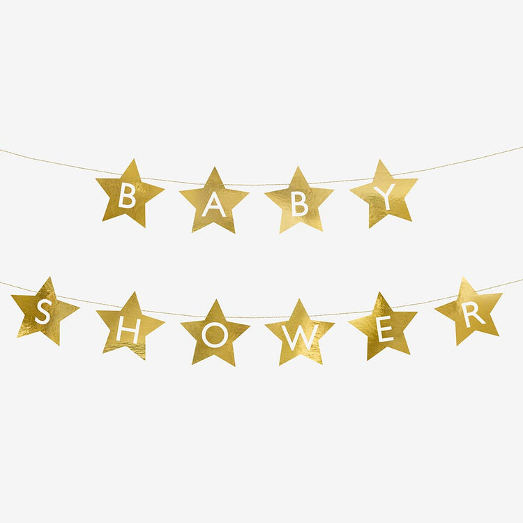 Guirlande en papier étoiles dorées pour decoration baby shower