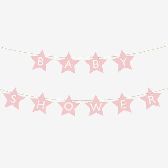 Guirlande en papier étoiles rose pour decoration baby shower fille
