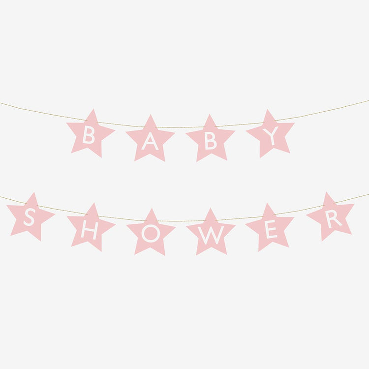Guirlande en papier étoiles rose pour decoration baby shower fille