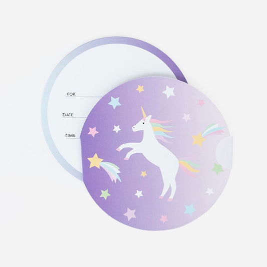 Unicorn birthday invitation card to send to guests