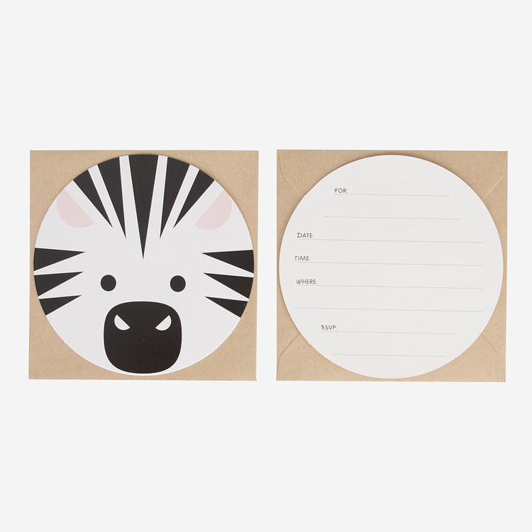 Zebra invitation cards for safari birthday