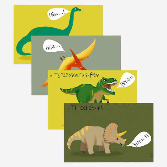 Tarjeta de invitación de cumpleaños de dinosaurio para invitar amigos a la fiesta