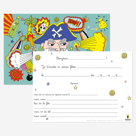 Cumpleaños infantil tema pirata: tarjeta de invitación fiesta pirata
