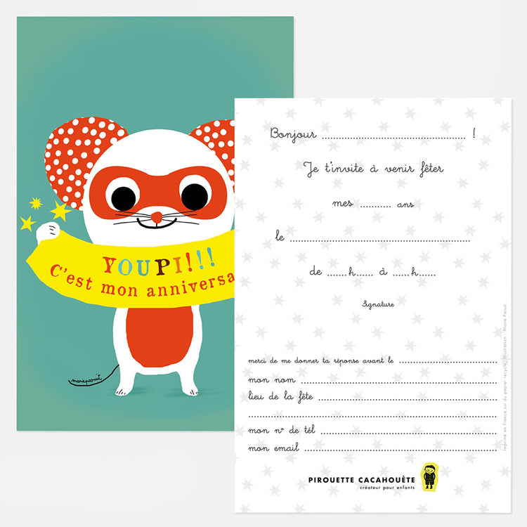 Mouse birthday invitation cards for children's birthday