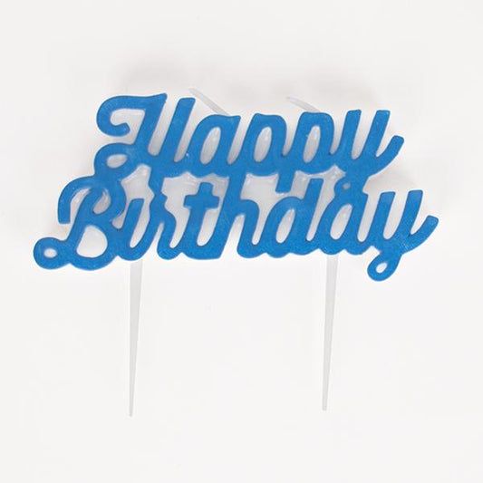 una vela azul de feliz cumpleaños de meri meri para el cumpleaños de un niño