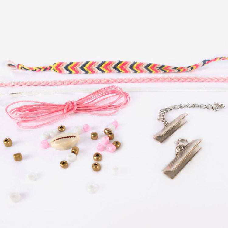 Kit DIY bracelet brésilien rose : activité loisirs créatifs fille