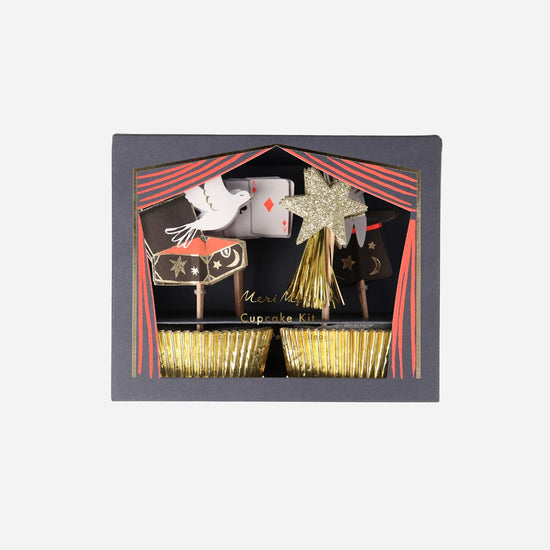 Déco anniversaire magie : kit cupcake magie pour petits gateaux d'anniversaire