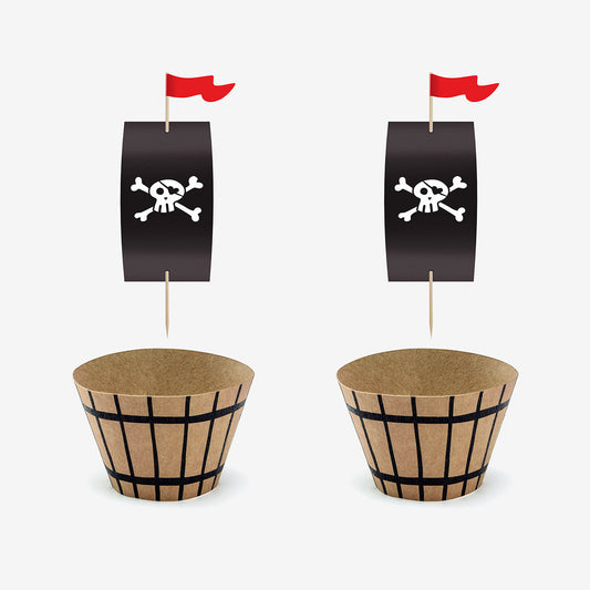 Un kit à cupcakes pirate  deco de table lors d'un anniversaire thème pirate 