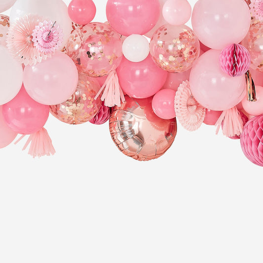 Ballons roses et decorations roses pour deco anniversaire fille