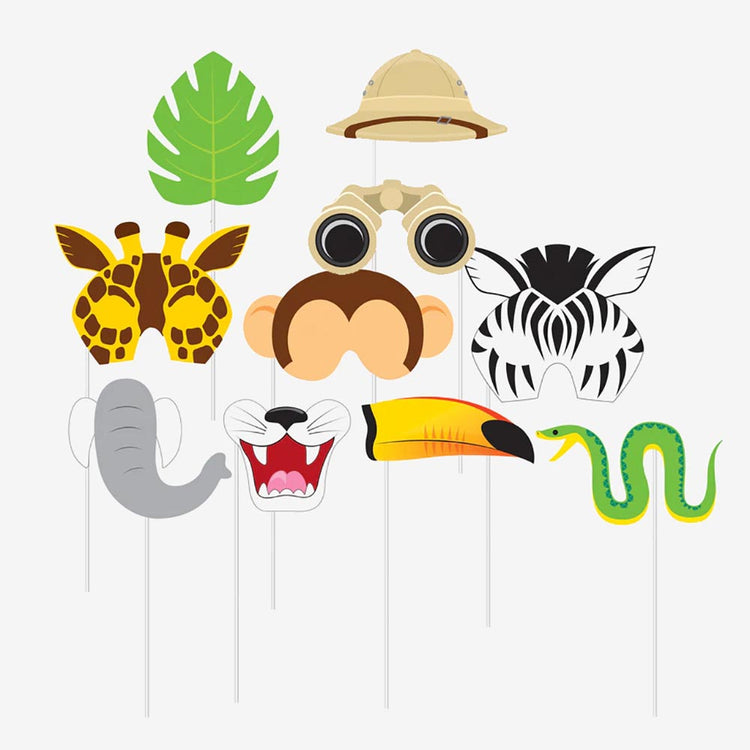 Safari birthday game idea: jungle animals photobooth kit