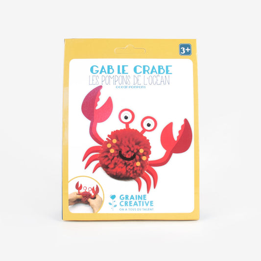 Kit pompon de l'océan crabe atelier créatif enfant 3 ans ou petit cadeau 