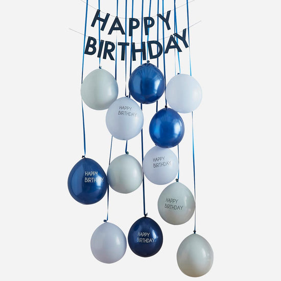 Decoration anniversaire : kit de deco de porte ballons bleus ginger ray