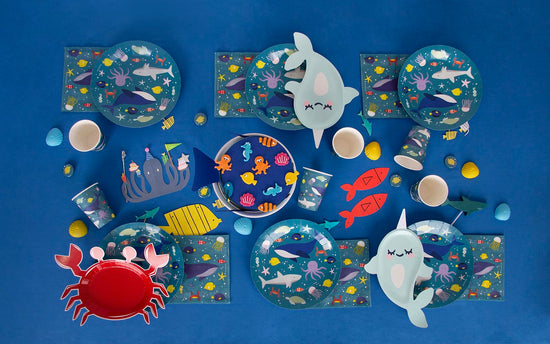 8 assiettes fonds marins - Déco anniversaire animaux marins