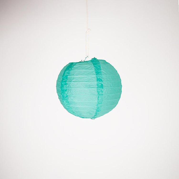Boule en papier bleu turquoise à suspendre pour décoration de fête colorée
