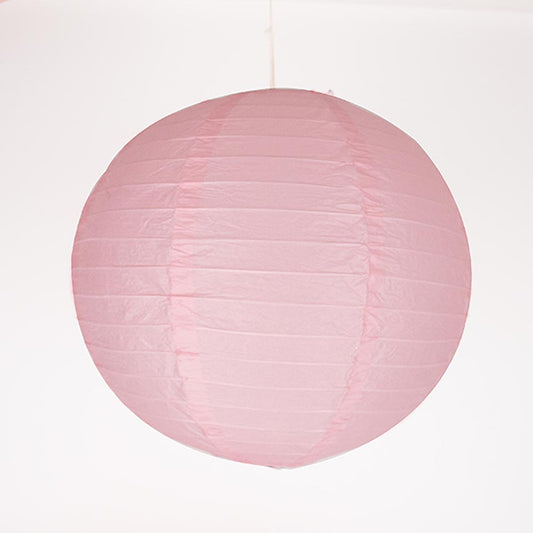 Large pink paper lantern for guinguette wedding decorations.