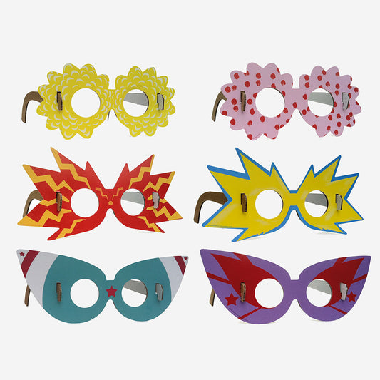 Kit loisirs créatifs : 4 lunettes à assembler pour accessoire de fête 