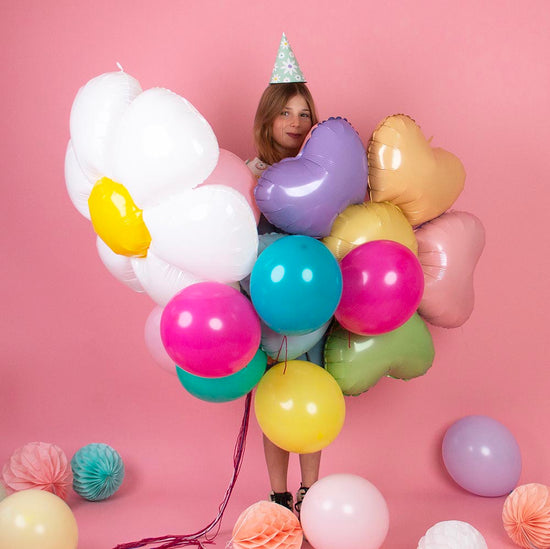 Ballon helium marguerite multicolore : decoration fete de paques