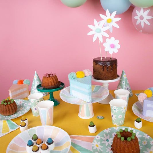 8 platos de cartón multicolor pastel para decoración de baby shower