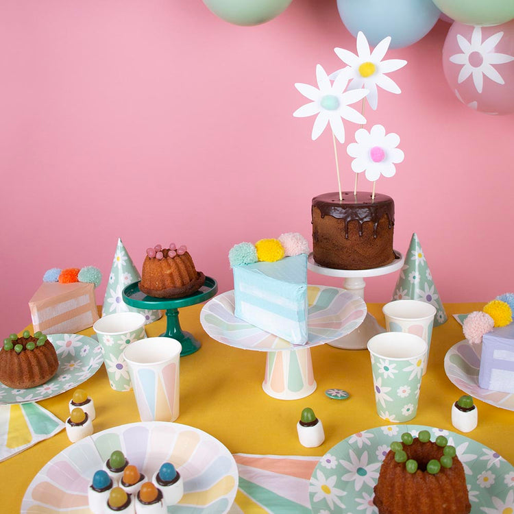 8 assiettes en carton pastel multicolore pour decoration baby shower