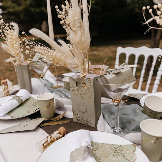 Serviettes brindille sauge pour decoration de table mariage botanique
