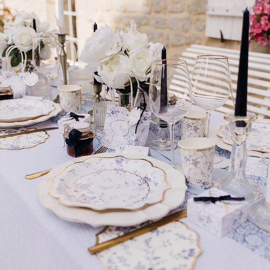 16 serviettes toile de jouy pour decoration de table mariage vintage