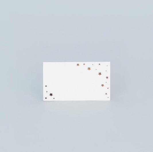 10 white place cards with golden stars for wedding decoration or Christmas party