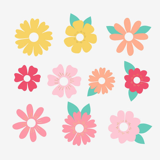 10 tarjetas de lugar de cristal con tallo de flores de colores para bodas florales