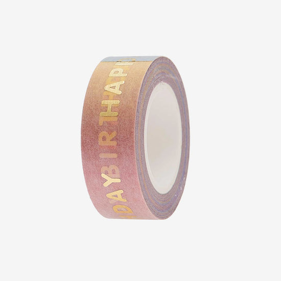 Masking tape happy birthday arc en ciel pour cadeau d'anniversaire