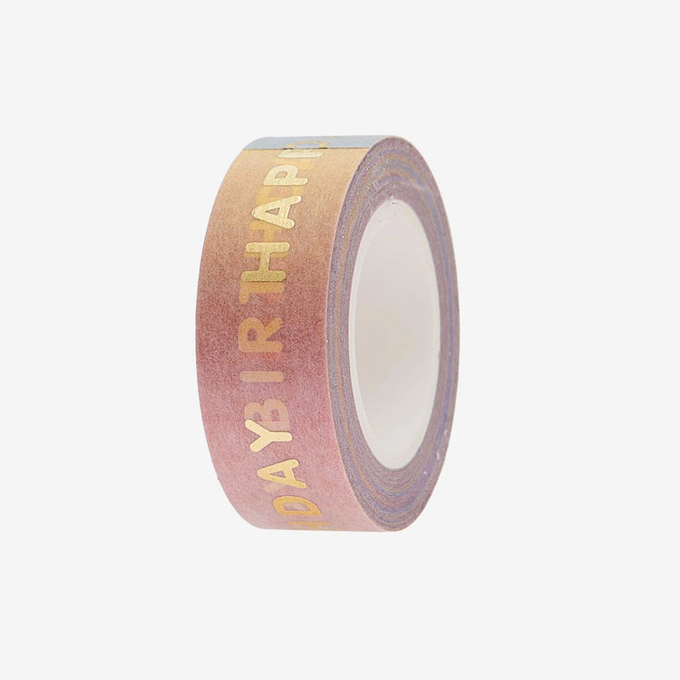 Masking tape happy birthday arc en ciel pour cadeau d'anniversaire