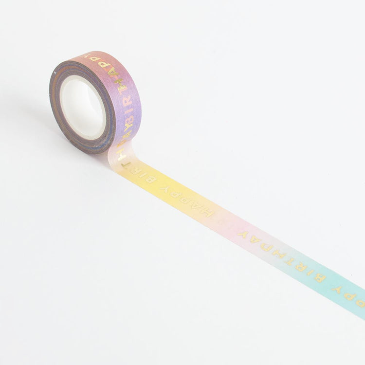 Masking tape Happy birthday arc-en-ciel pour personnalisations