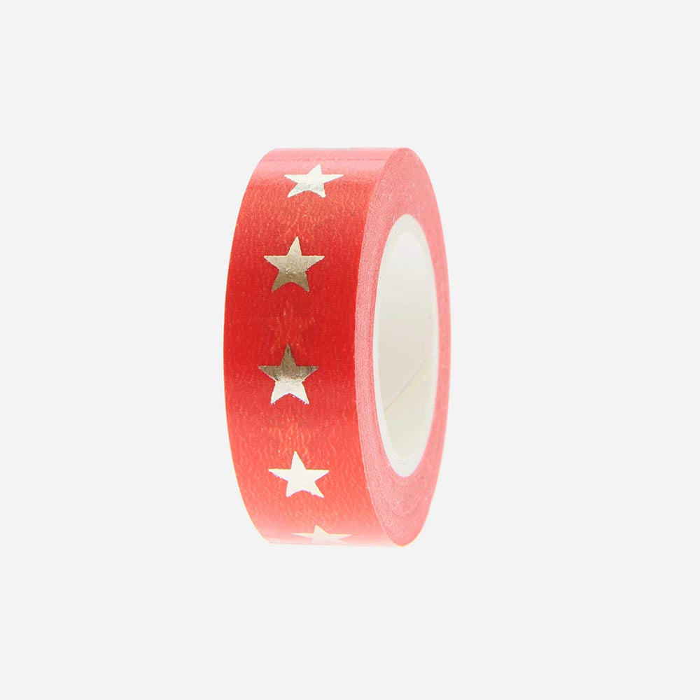 Masking tape rouge avec étoiles pour decoration loisirs créatifs