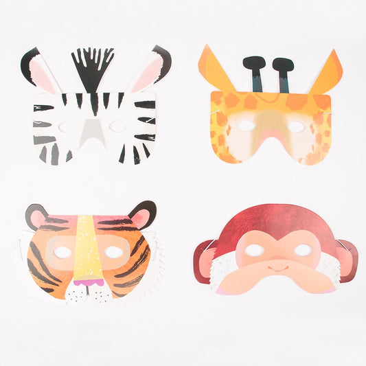8 máscaras de animales de la sabana para disfraz de cumpleaños de safari