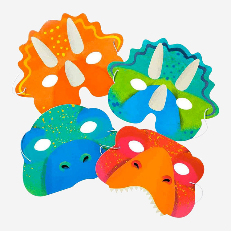 8 masques de dinosaures en carton pour déguisement anniversaire dino