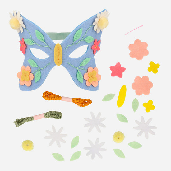 Embroidery kit with mask and accessories for birthday activity