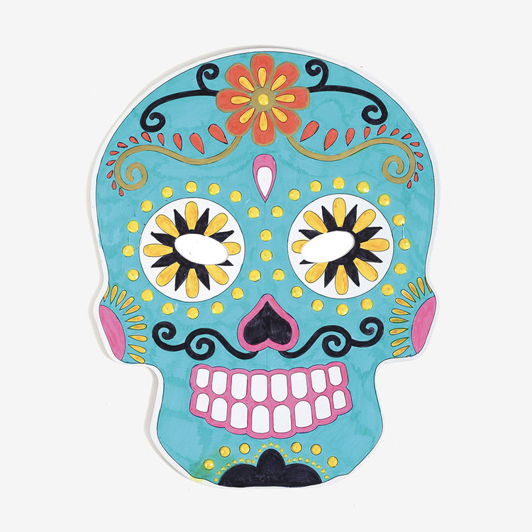 Idée déguisement dia de los muertos : masques calaveras à colorier 