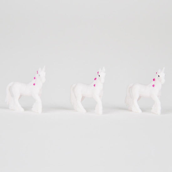 3 mini figurines licornes pour décoration d'anniversaire fille