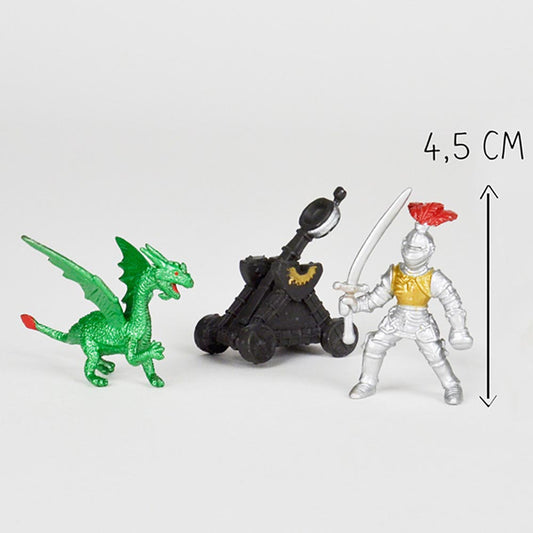 11 mini knights and dragons figurines: knight birthday gift or decoration