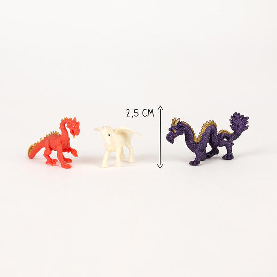 8 mini dragon and unicorn figurines for birthday guest gift