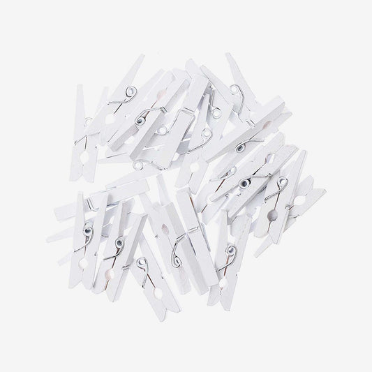Mini clips lilnge blancos para la decoración creativa de fiestas.