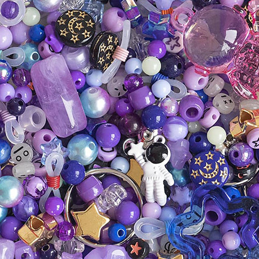Cosmos beads to offer as a space-themed child's birthday gift