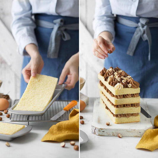 Idea de pastel de cumpleaños para hacer con molde para pastel rectangular en capas