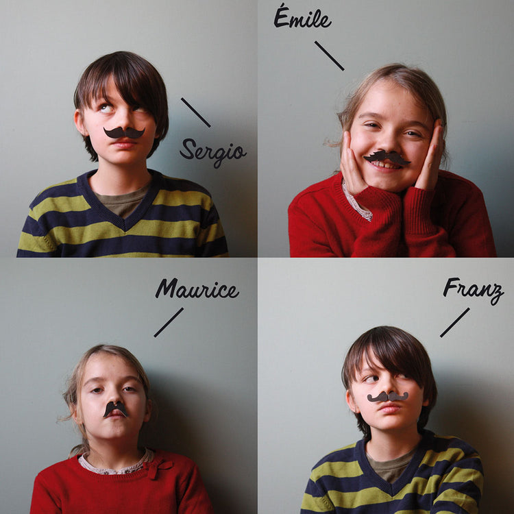 Déguisement rétro : 6 moustaches à clipper en carton pour soirée 