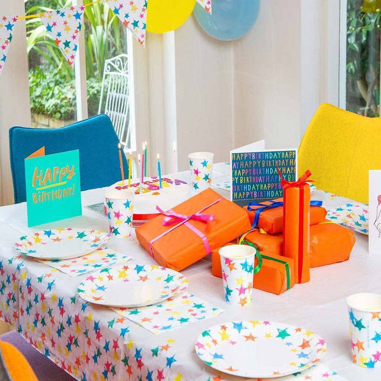 colorful birthday party paper tablecloth