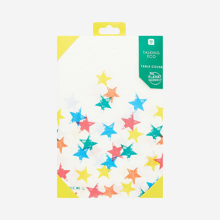 Birthday decoration: multicolored starry paper tablecloth