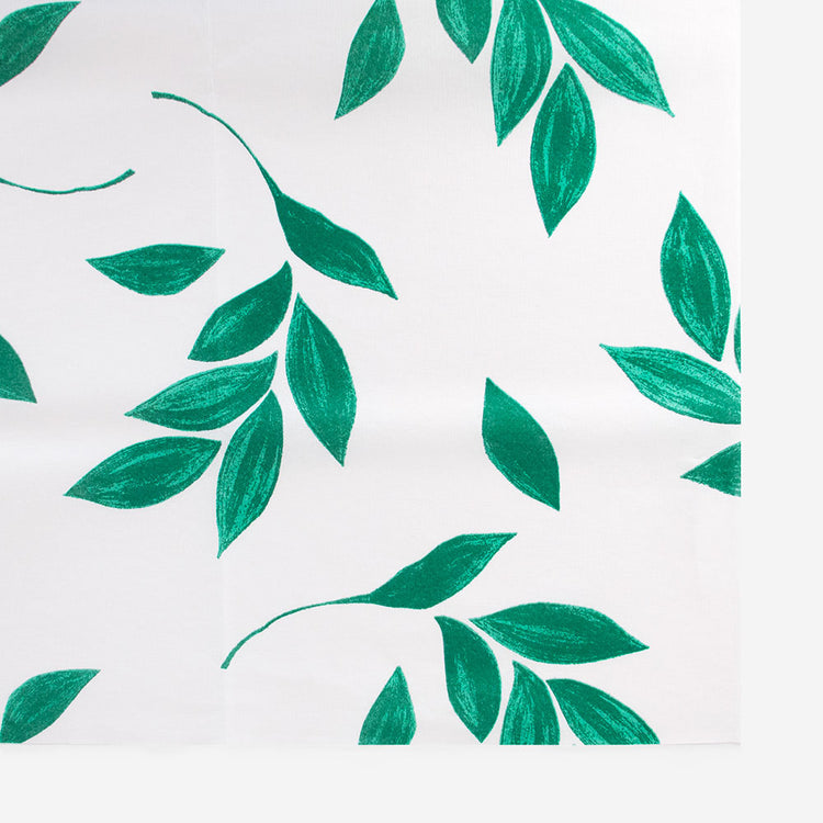Mantel de papel grueso hecho en Francia estampado de hojas fondo blanco