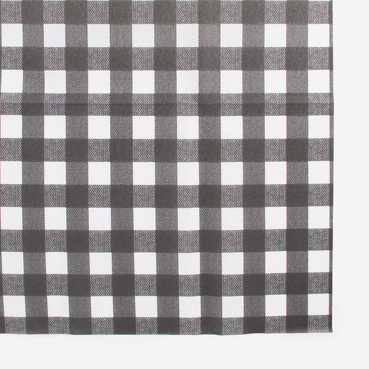 Gray and white gingham tablecloth made in France by Françoise Paviot